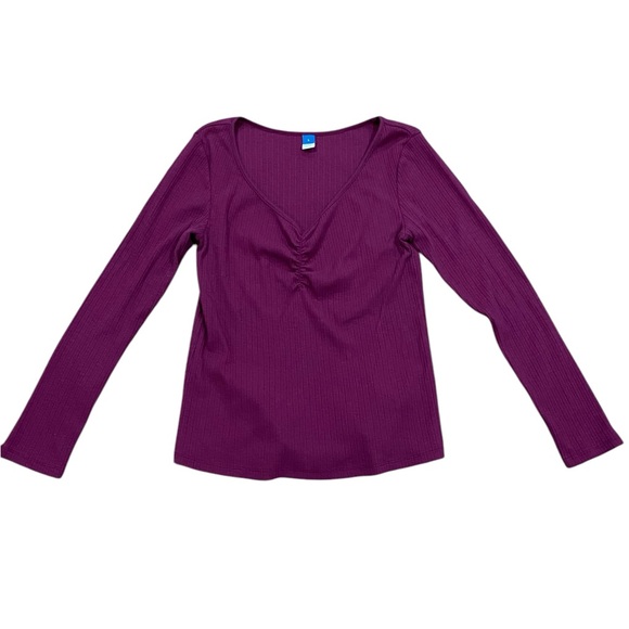 Old Navy Long Sleeve Cinched Front Rib Knit Shirt Size Large - Picture 2 of 9